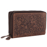 LONDON ALLEY Ana Brown Clutch | Ladies Purse with Card holders | Floral printed design.