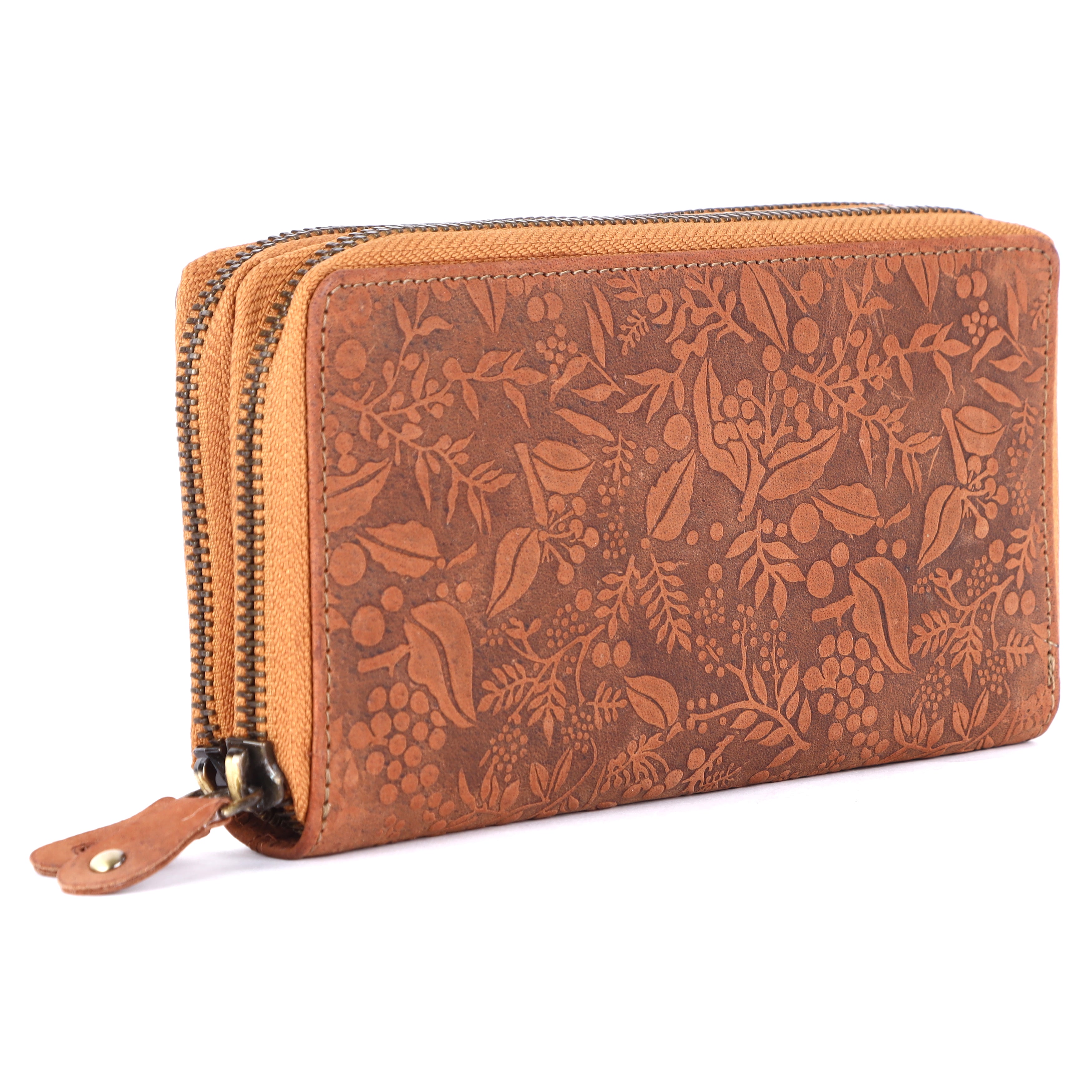 LONDON ALLEY Ana Brown Clutch | Ladies Purse with Card holders | Floral printed design.