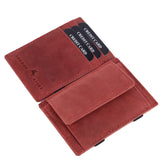 LONDON ALLEY Vintage Red Leather Magic Wallet for Men with Card Slots and Coin Pocket