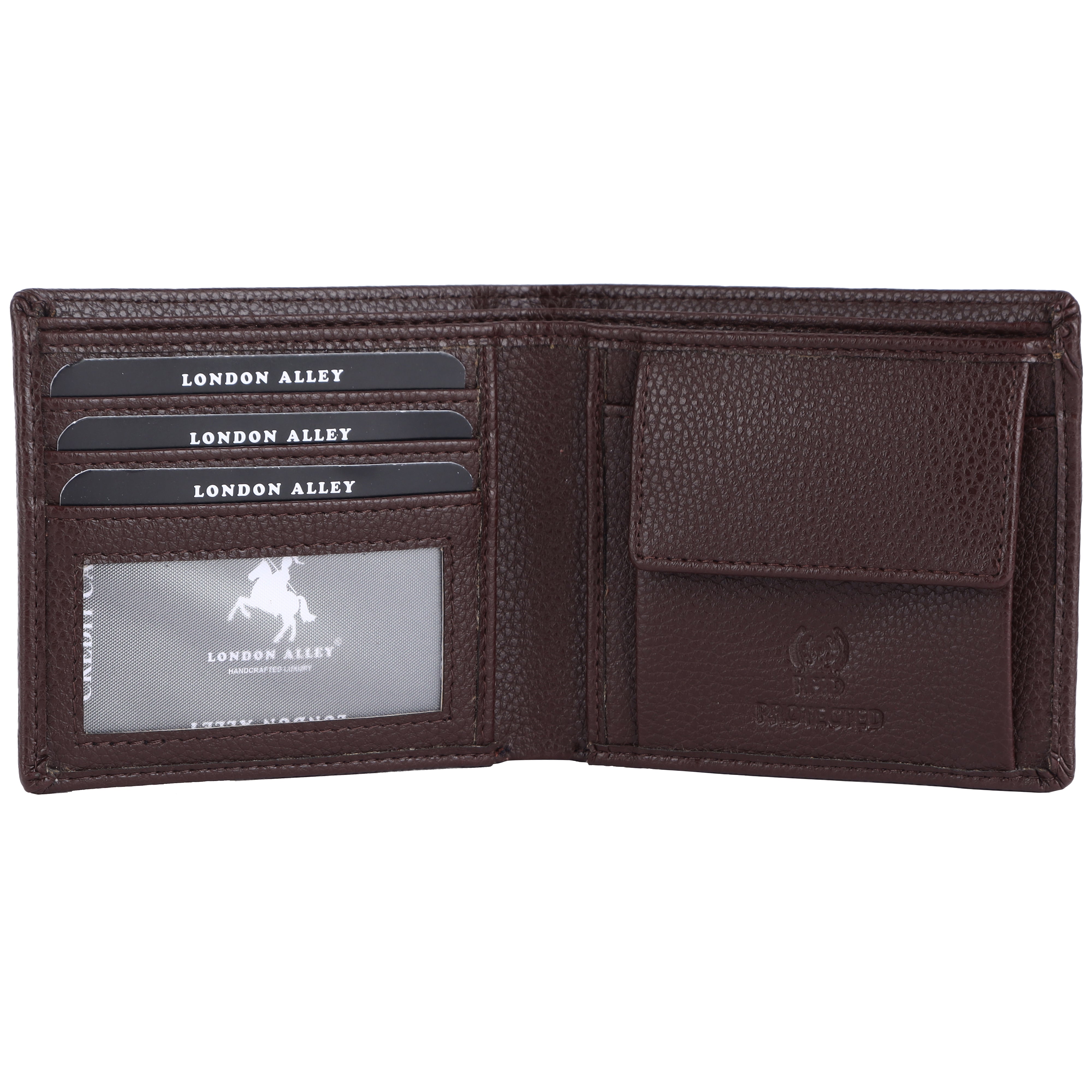 LONDON ALLEY Rakhi Gift Hamper for Brother - Men's Brown Leather Wallet, Brown Keyring and Rakhi Combo Gift Set for Brother