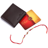 LONDON ALLEY Rakhi Gift Hamper for Brother - Men's Brown Leather Wallet, Brown Keyring and Rakhi Combo Gift Set for Brother