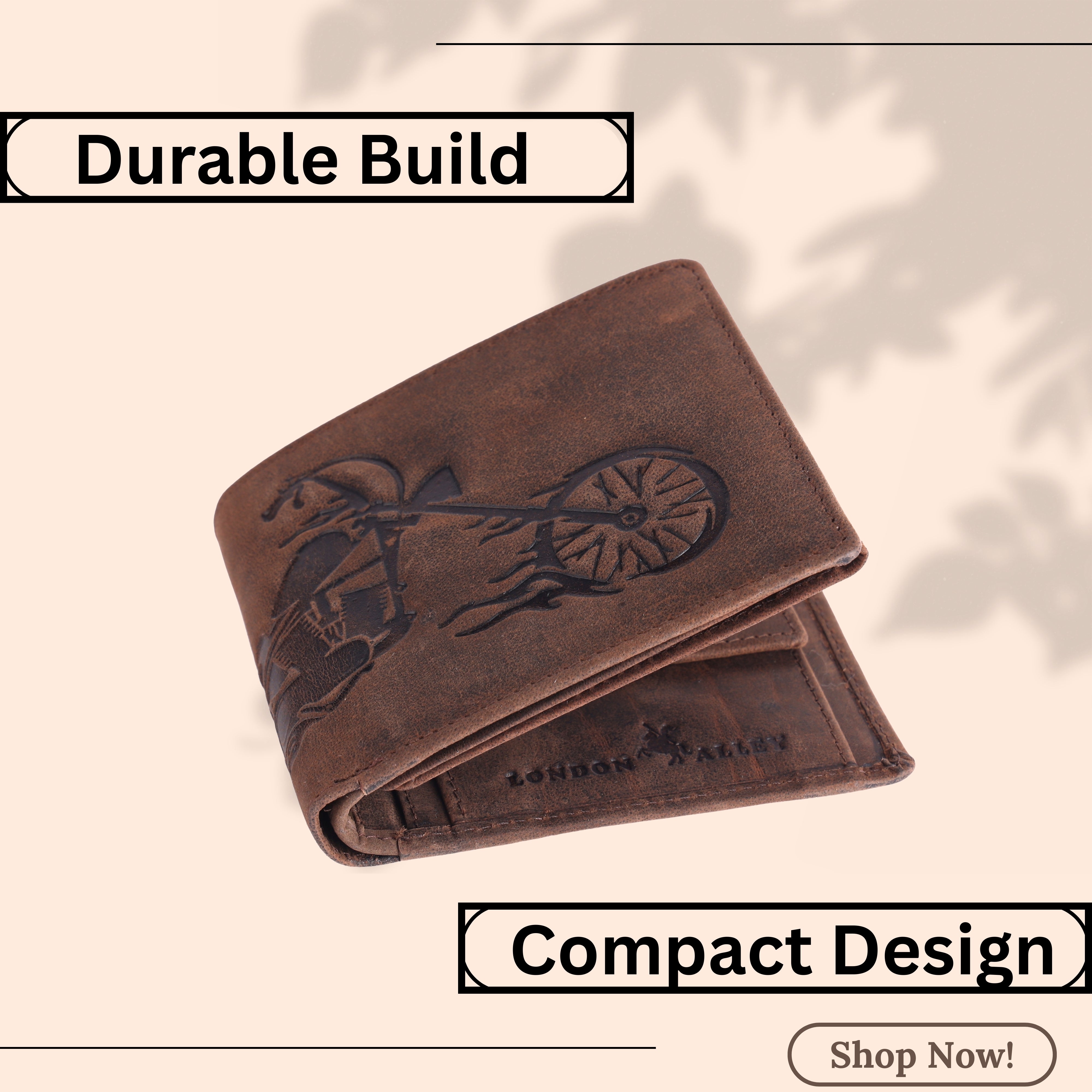 LONDON ALLEY Biker Vintage Brown Leather Wallet for Men.