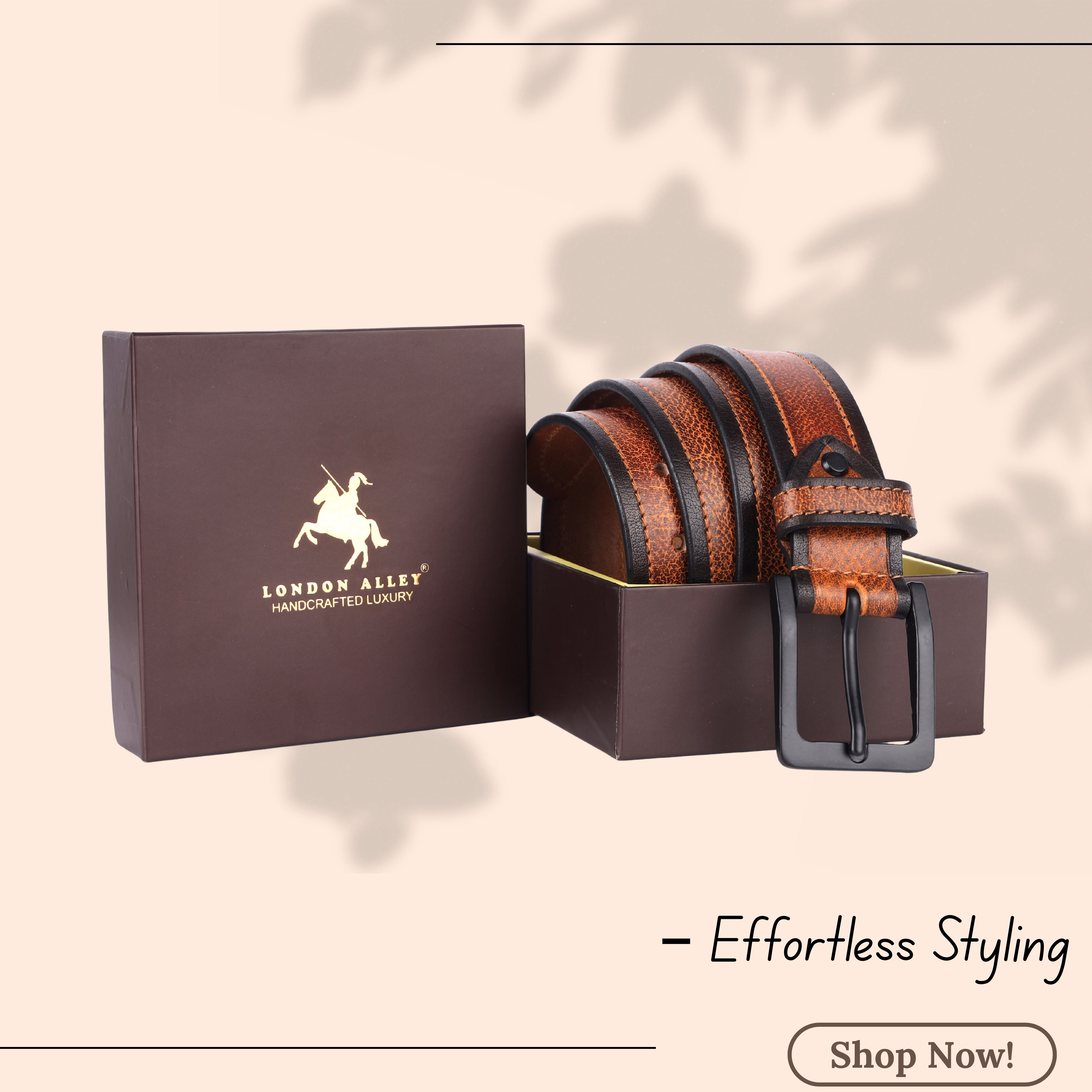 LONDON ALLEY Leather Belt for Men | Classic design for both formal and casual wear | Adjustable waistband upto 46 inches | Classic Dual Finish Leather belt
