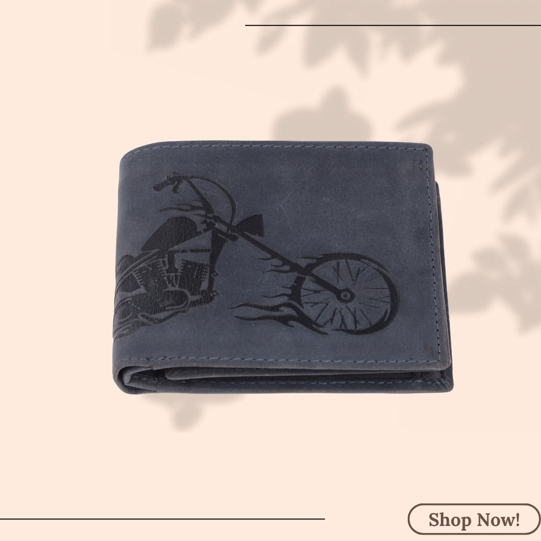 LONDON ALLEY Harley Blue Leather Men's Wallet