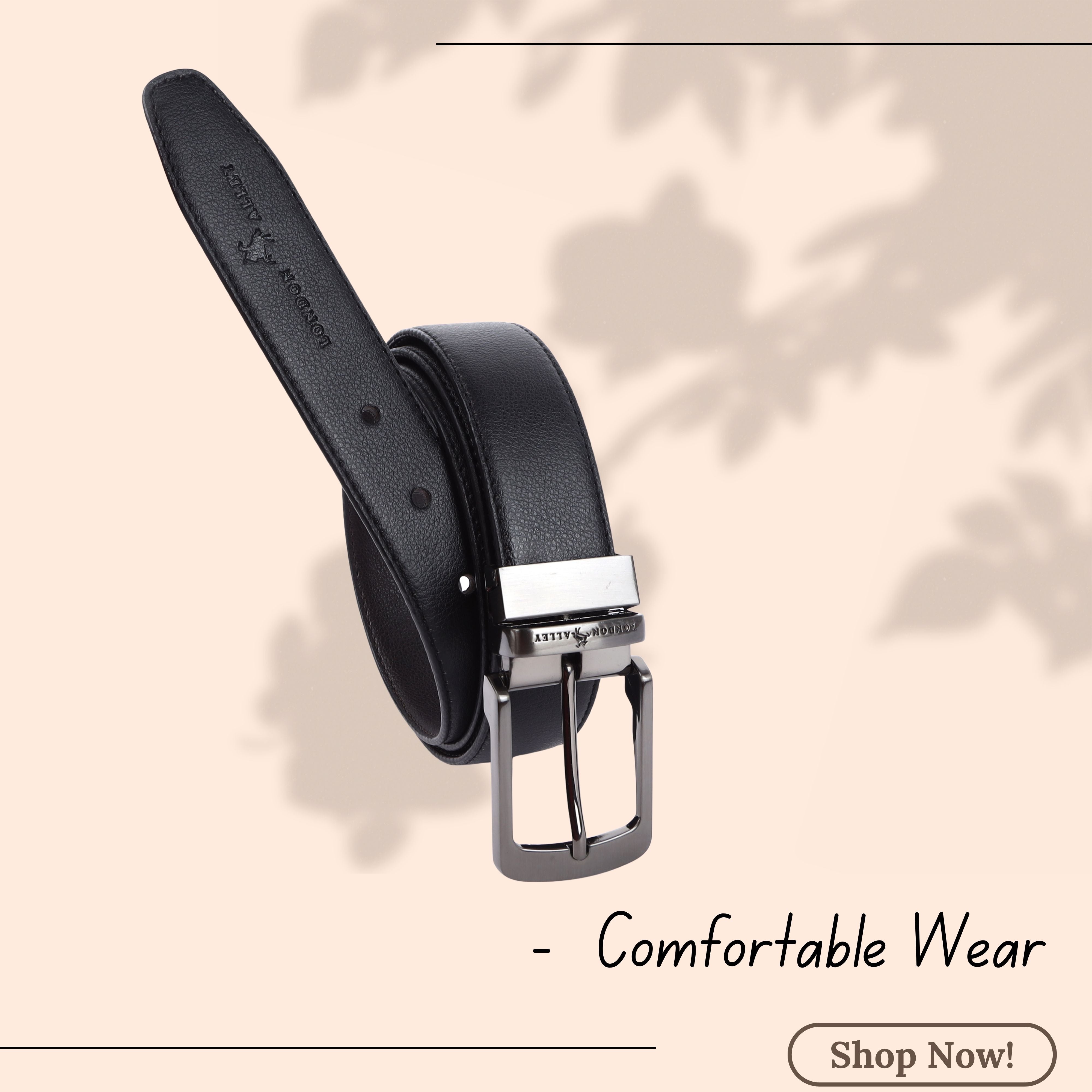 LONDON ALLEY Men's Reversible Leather belt | Adjustable Belt size fits Waist 28-46 inches