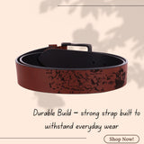 LONDON ALLEY Dark Brown Leather Belt for Men | Adjustable waistband upto 46 inches | Unique Printed design on the Belt