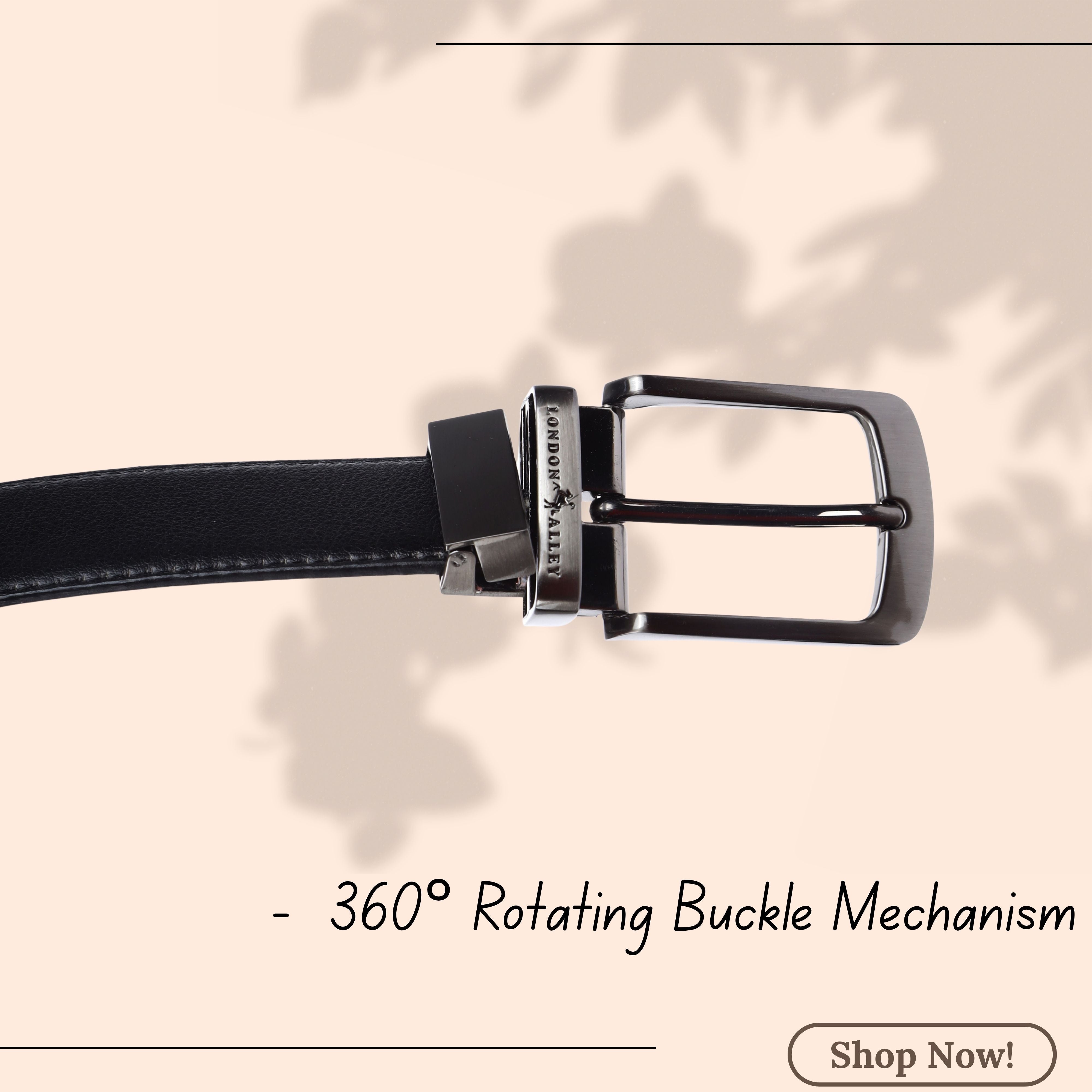 LONDON ALLEY Men's Reversible Leather belt | Adjustable Belt size fits Waist 28-46 inches