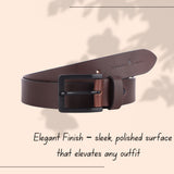 LONDON ALLEY Smooth Leather Belt for Men | Classic design for both formal and casual wear | Adjustable waistband upto 46 inches.
