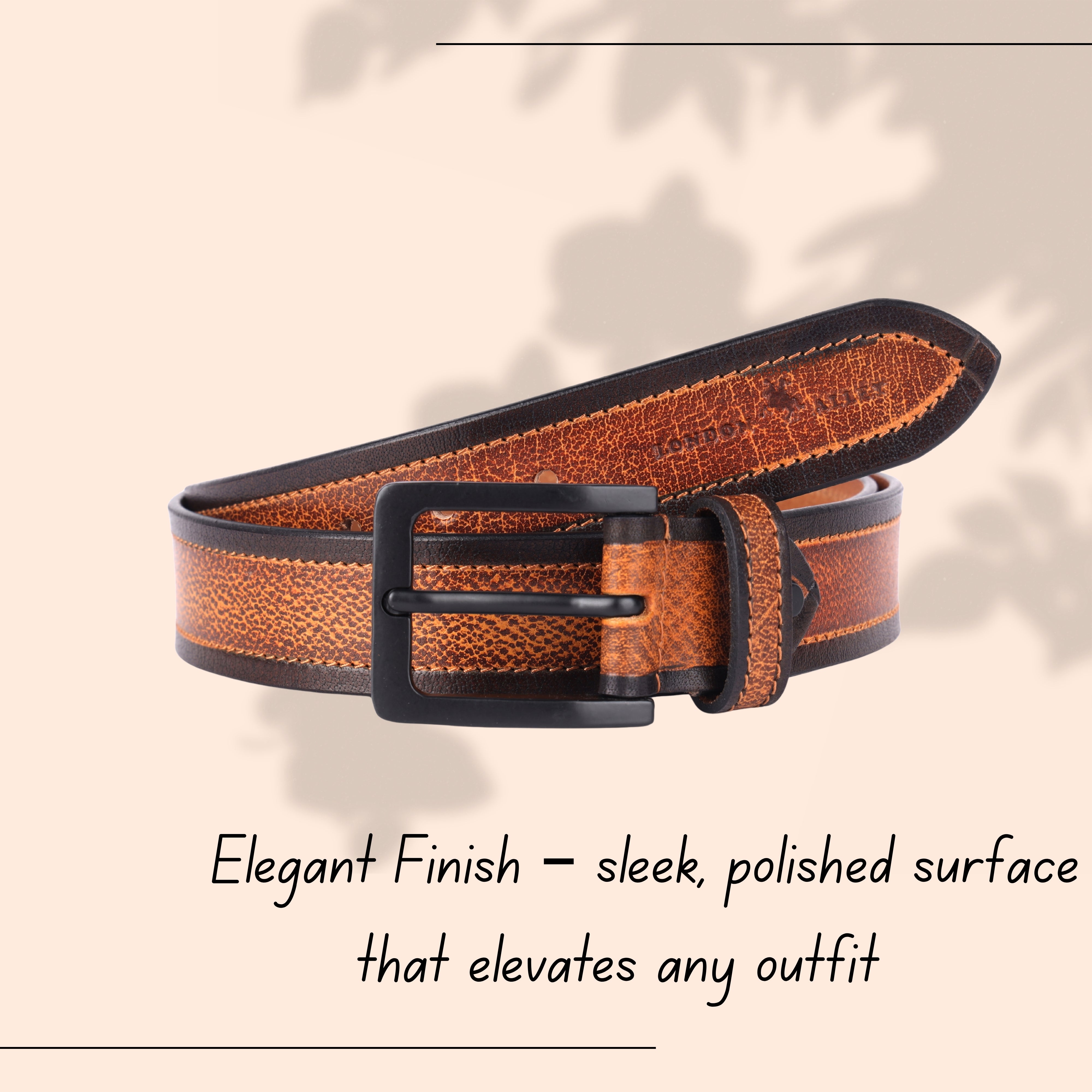 LONDON ALLEY Leather Belt for Men | Classic design for both formal and casual wear | Adjustable waistband upto 46 inches | Classic Dual Finish Leather belt