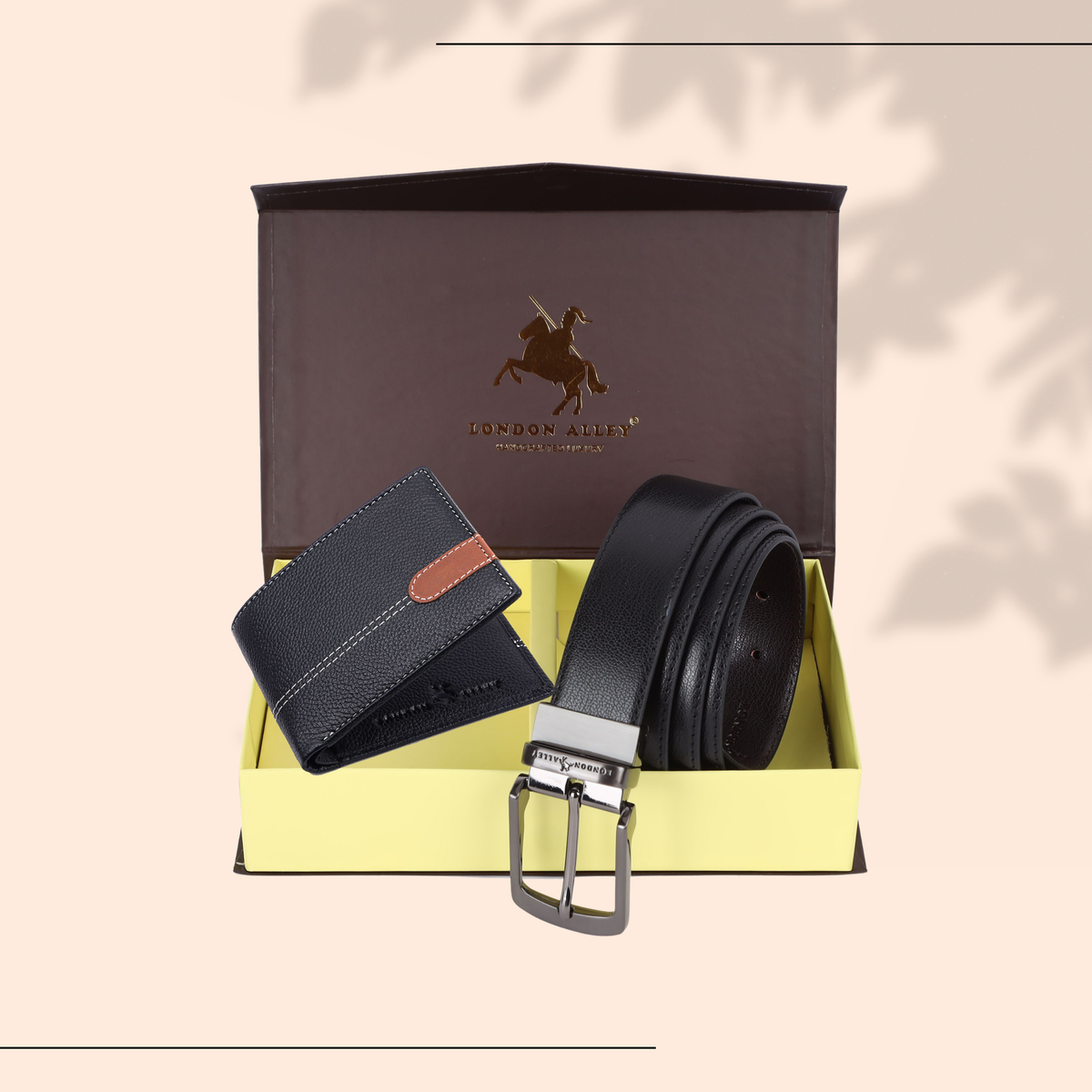 London Alley Swiss Premium Wallet & Reversible Belt Gift Set for Men