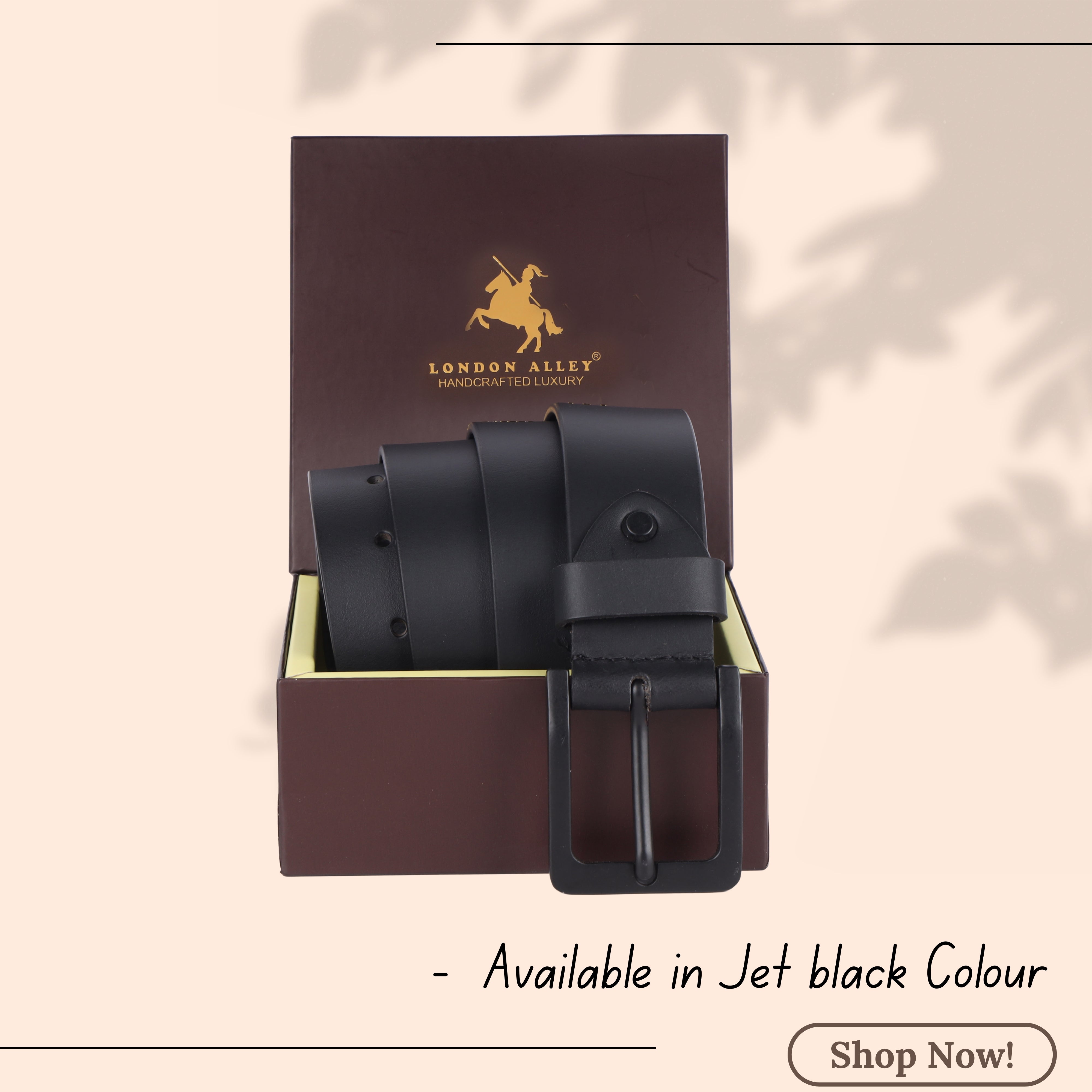 LONDON ALLEY Smooth Leather Belt for Men | Classic design for both formal and casual wear | Adjustable waistband upto 46 inches.