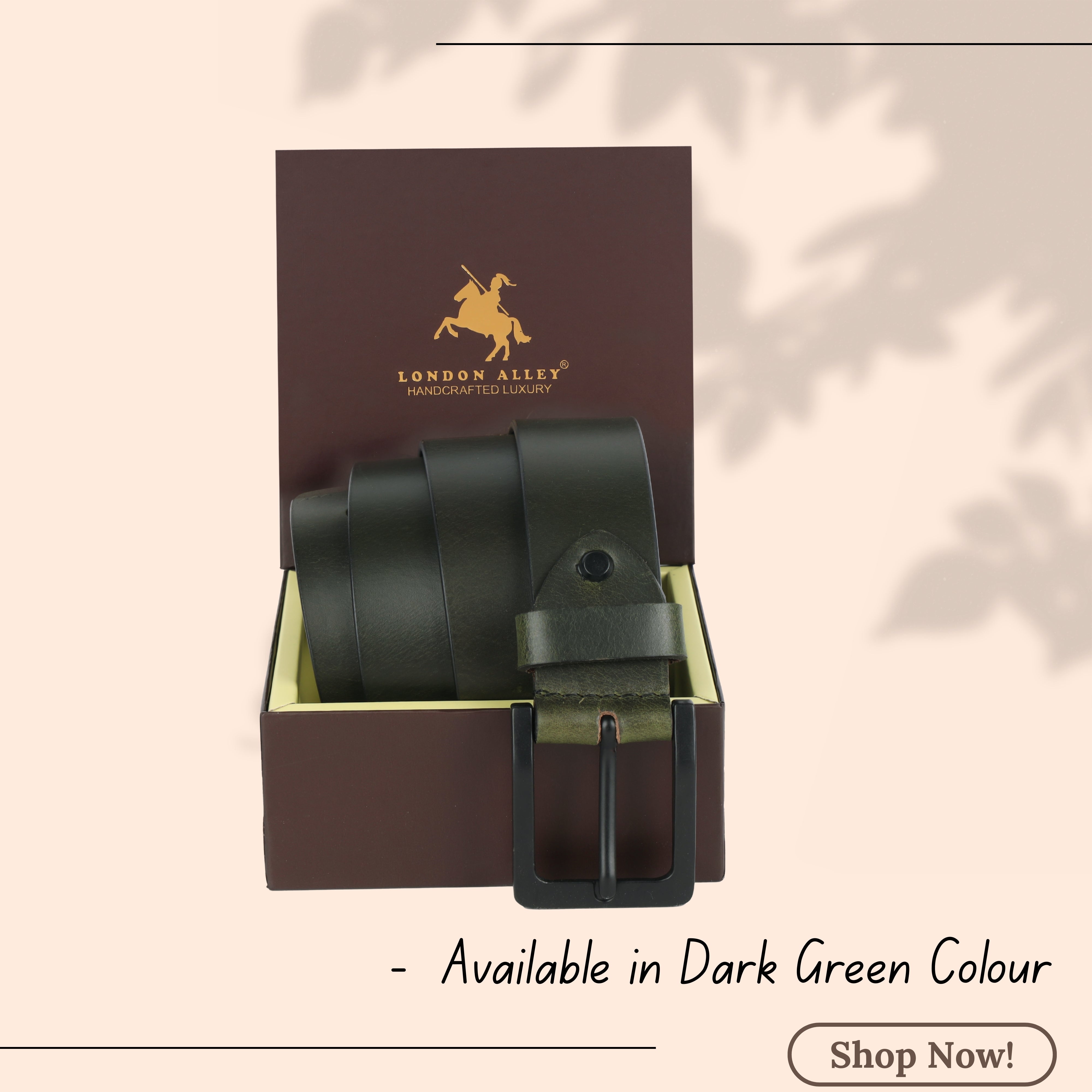 LONDON ALLEY Smooth Leather Belt for Men | Classic design for both formal and casual wear | Adjustable waistband upto 46 inches.