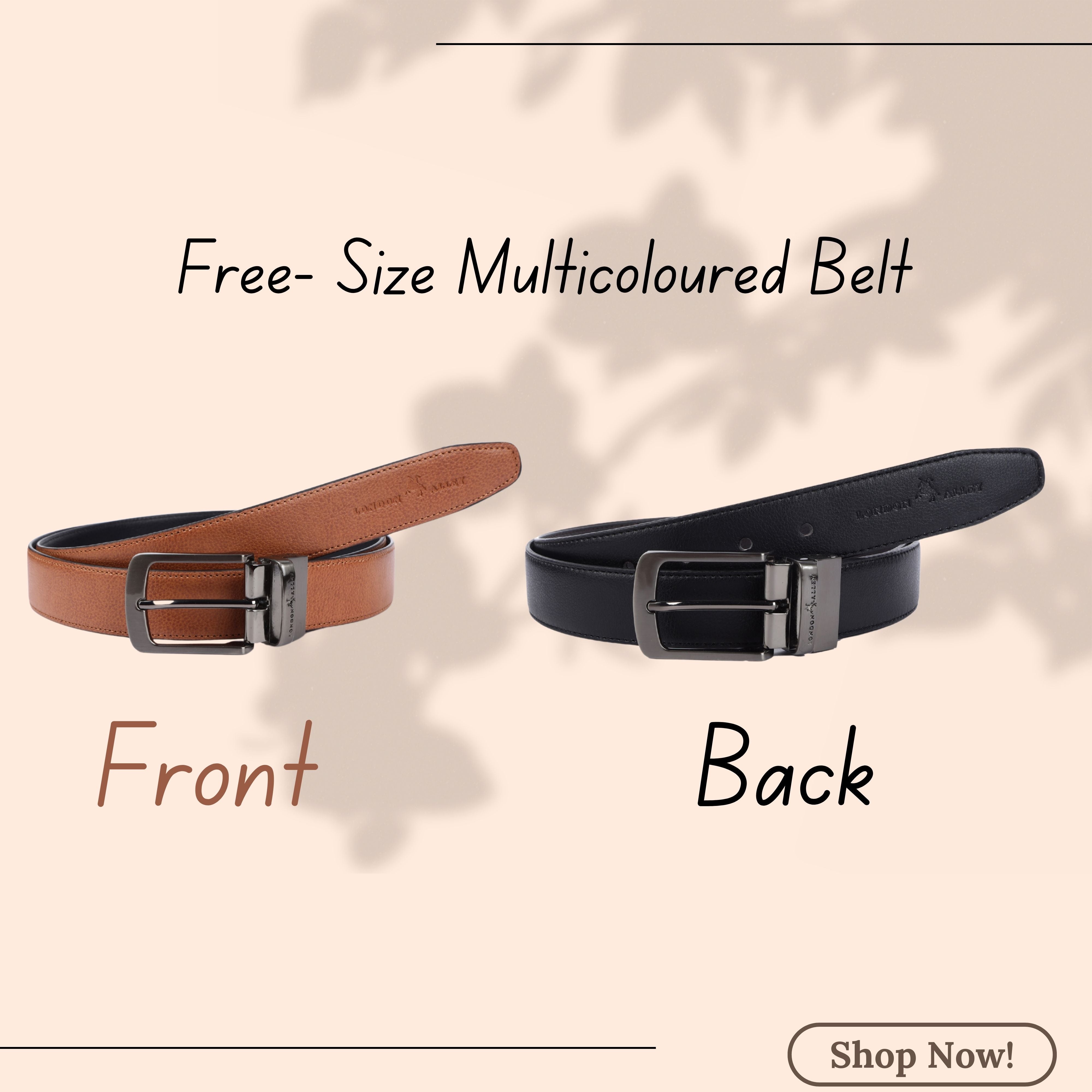 LONDON ALLEY Men's Reversible Leather belt | Adjustable Belt size fits Waist 28-46 inches