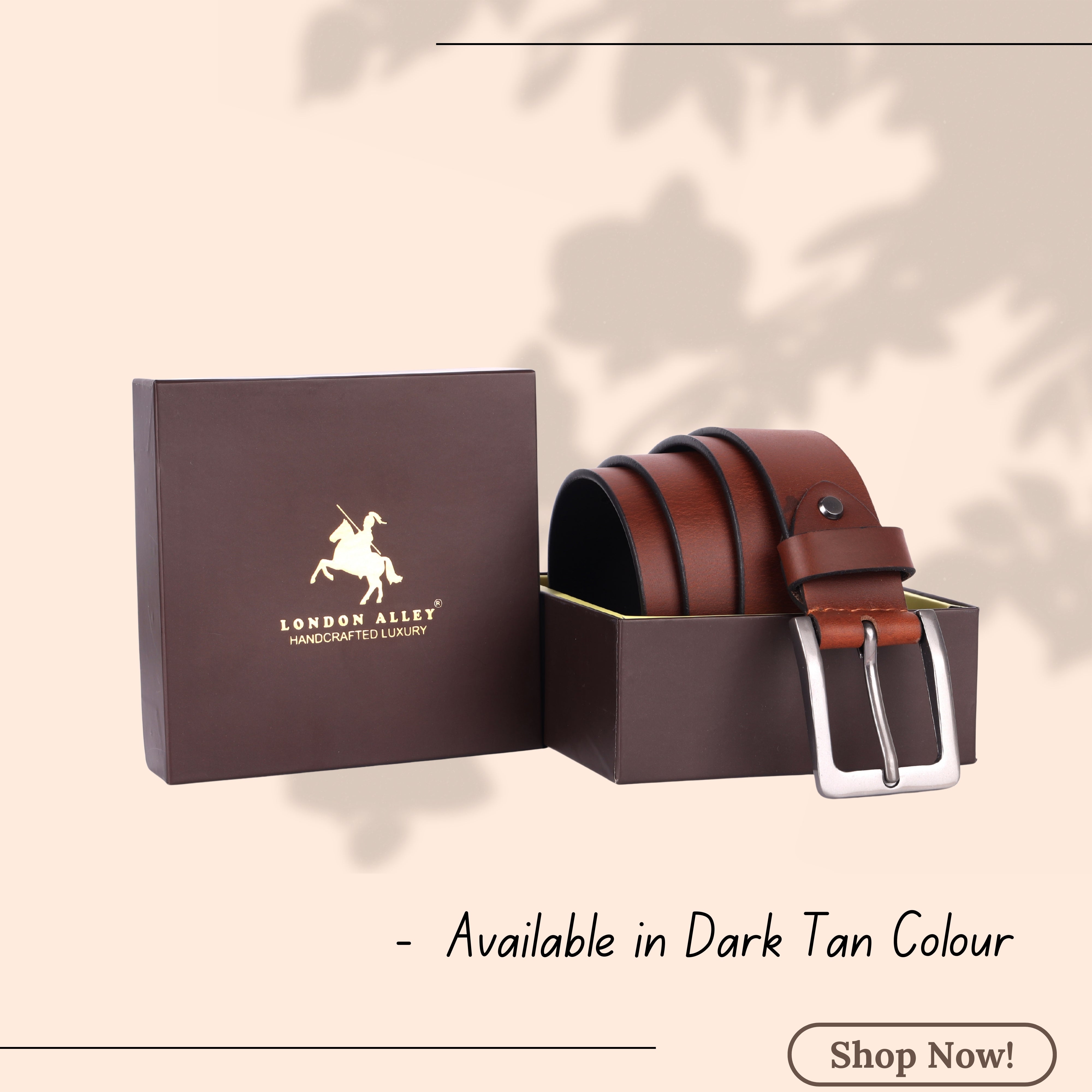 LONDON ALLEY Smooth Leather Belt for Men | Classic design for both formal and casual wear | Adjustable waistband upto 46 inches.
