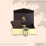 LONDON ALLEY ELK RFID Blocking Vintage Brown Leather Wallet & Black/Brown Reversible Belt Combo Gift Box for Men