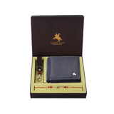 LONDON ALLEY Rakhi Gift Hamper for Brother - Classic brown Men's Leather Wallet, Keyring and Rakhi Combo Gift Set for Brother/Mens.