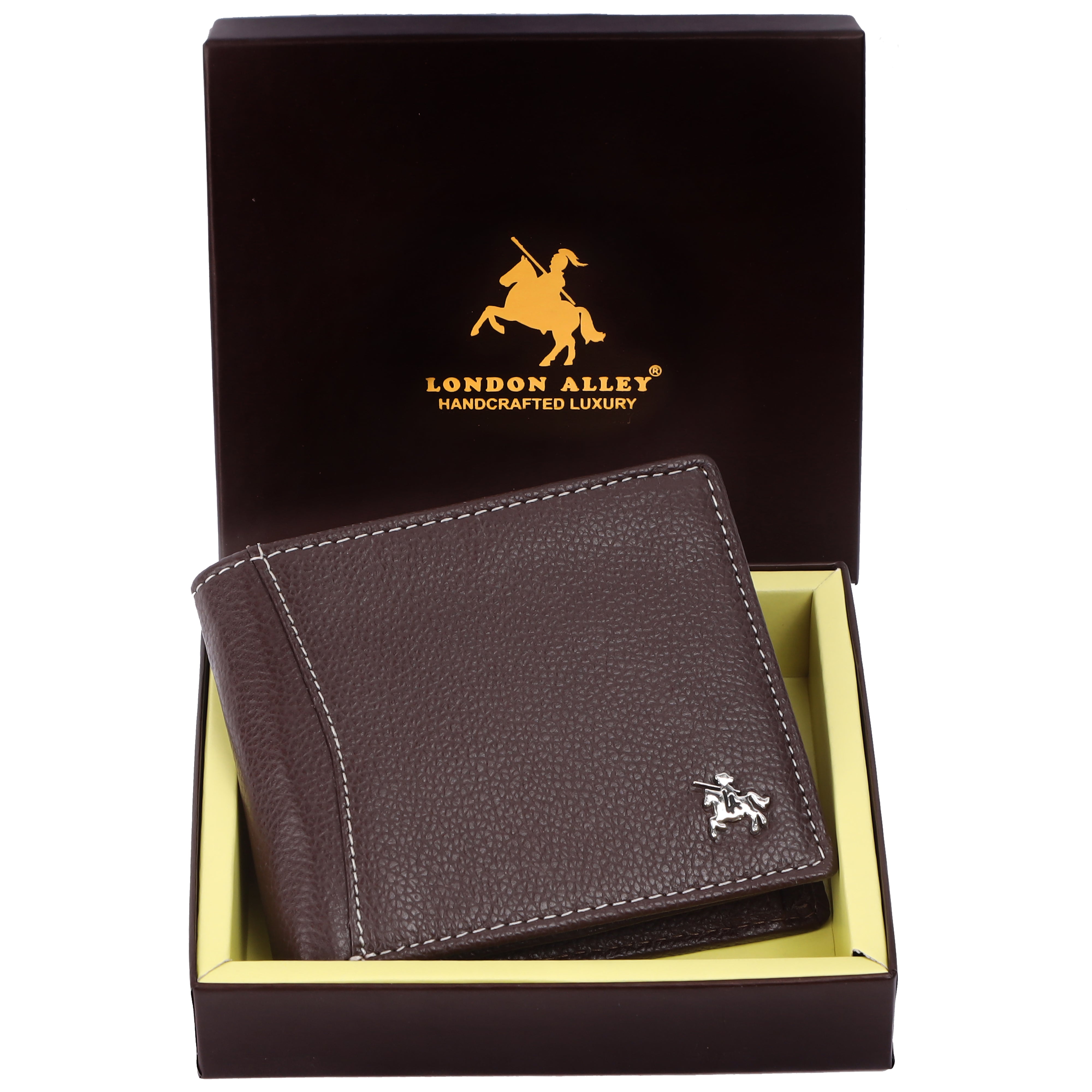 London Alley Berlin Navy Blue Leather Wallet For Men, 6 Card Slot | RFID Blocking