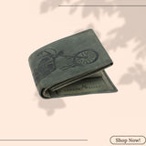 London Alley Harley Rakhi Gift Hamper for Brother - Men's Vintage Green Leather Wallet, Brown Keyring and Rakhi Combo Gift Set for Brother