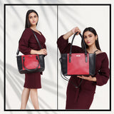 Women’s Premium Tote Handbag with Detachable Crossbody Strap – Red & Black