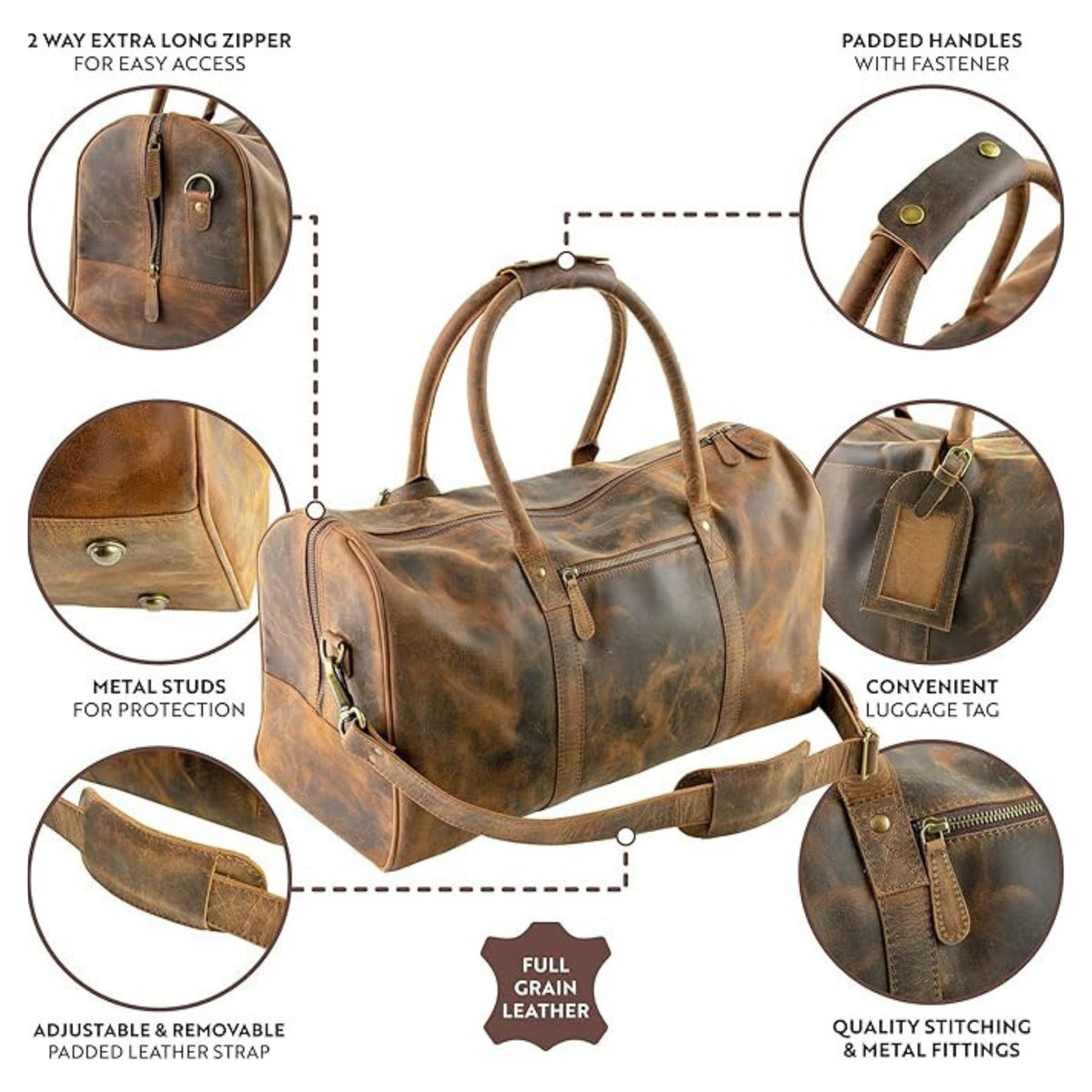 London Alley Crazy Horse leather Duffel bag | Travel Bag