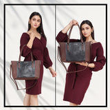 Women’s Premium Tote Handbag with Detachable Crossbody Strap – Brown & Black