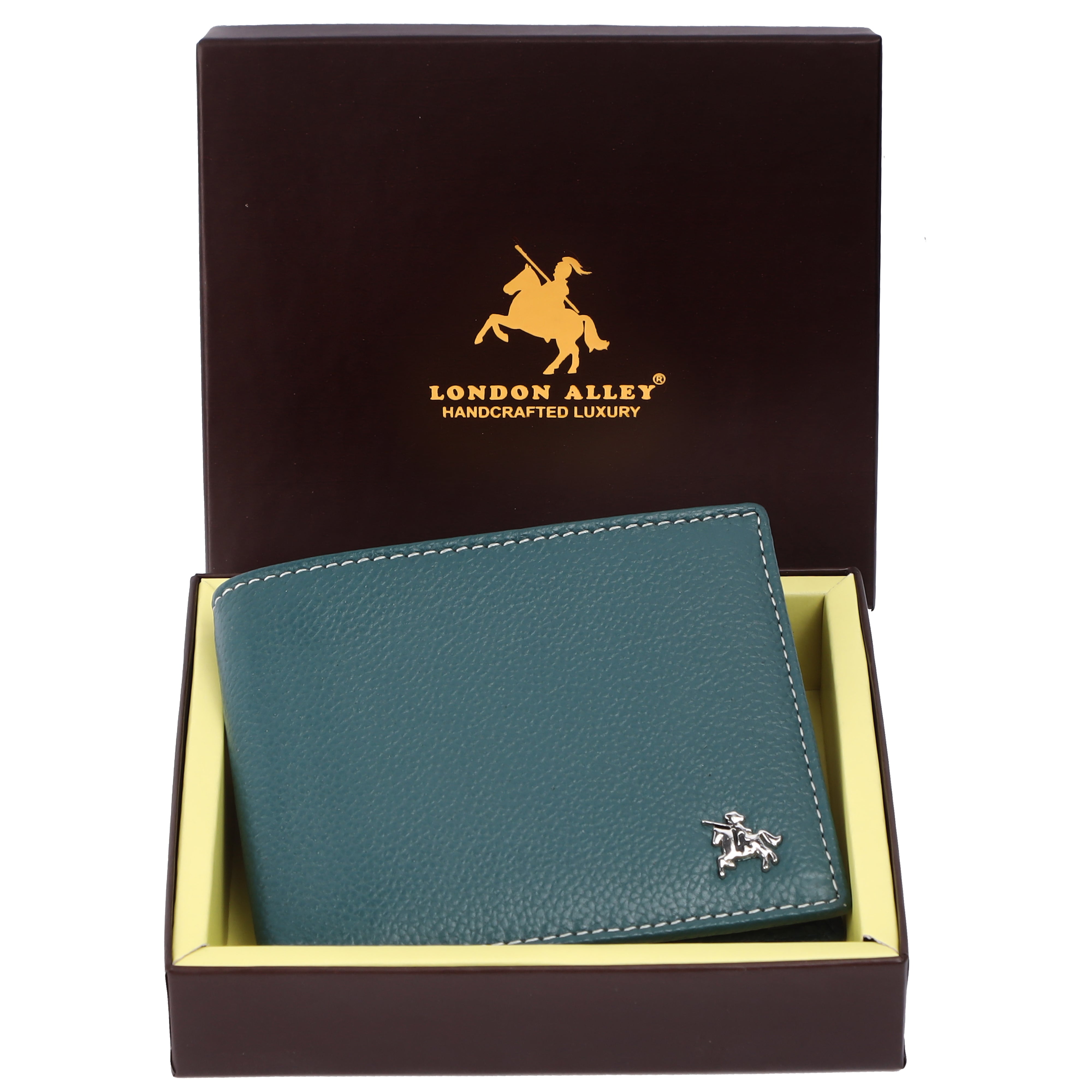 London Alley Martin Green Leather Wallet For Men | RFID Protected | Classic leather Wallet