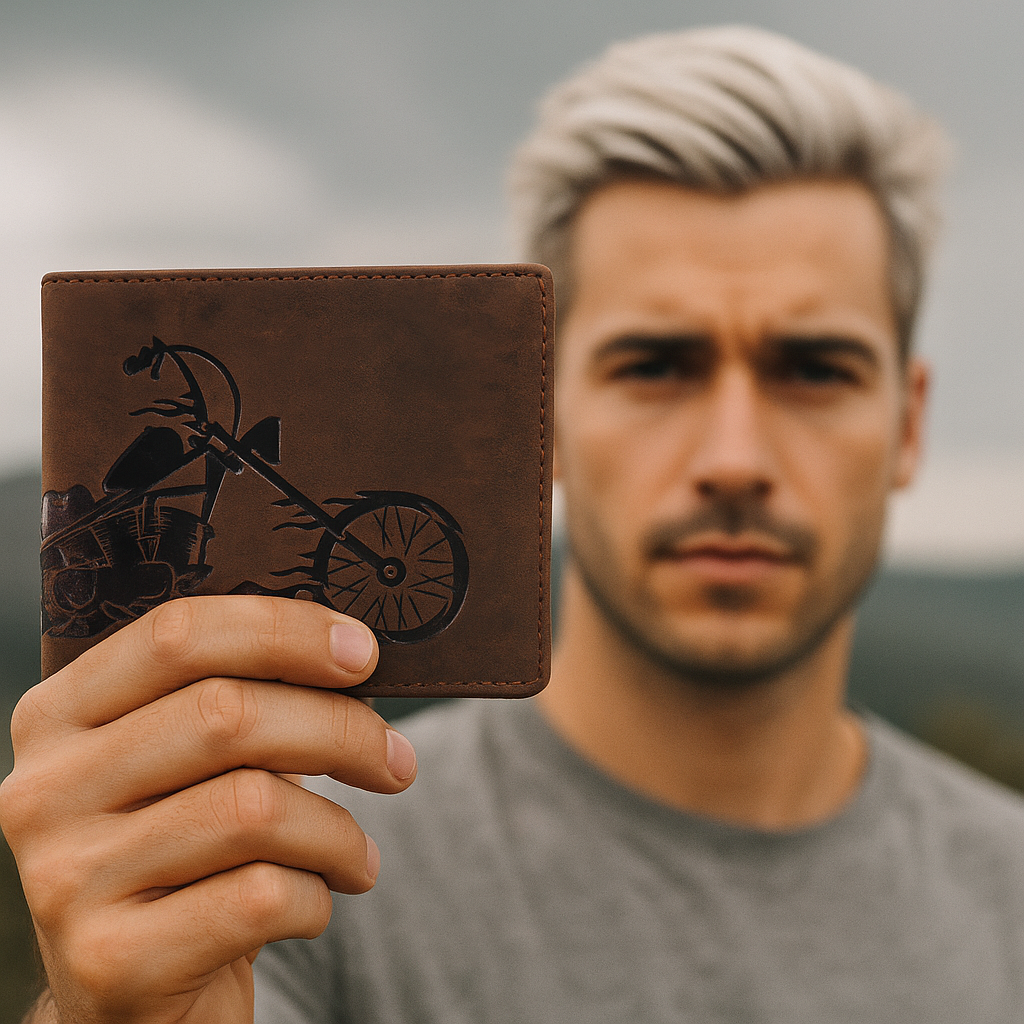 LONDON ALLEY Biker Vintage Brown Leather Wallet for Men.