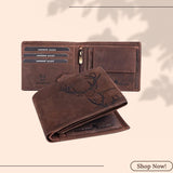 LONDON ALLEY Elk Vintage Brown RFID Blocking Men's Leather Wallet