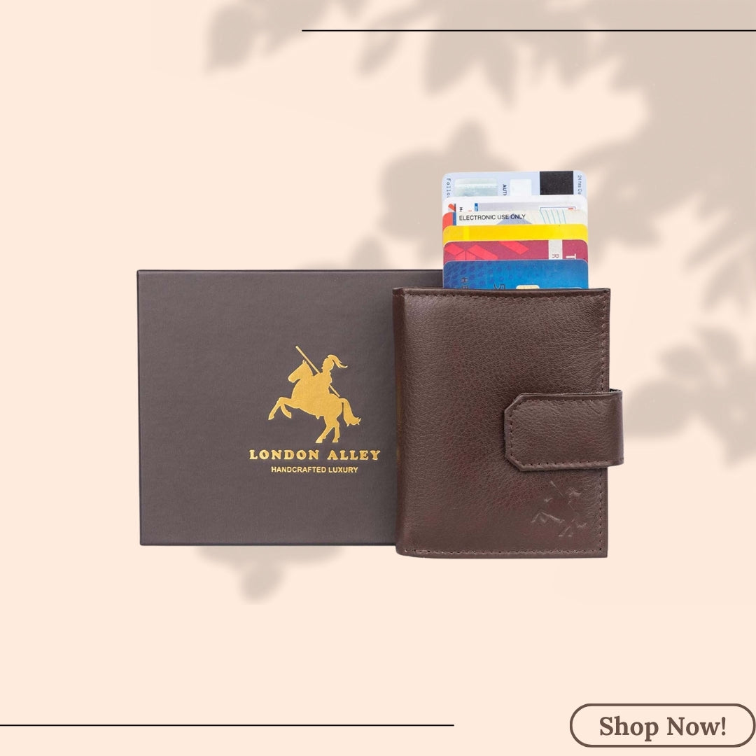 LONDON ALLEY Classic Card Holder, RFID Protected, Classic Leather Cardholder - Mens