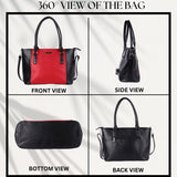 Women’s Premium Tote Handbag with Detachable Crossbody Strap – Red & Black