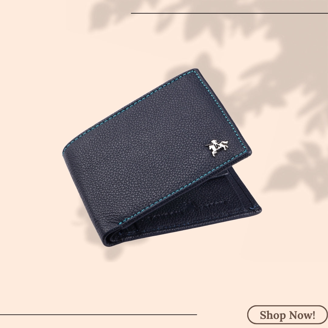 LONDON ALLEY Aston Blue Leather  Wallet | RFID Protected | Classic Leather Wallet