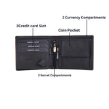 LONDON ALLEY Astor Vintage Black/Tan Men's Leather Wallet | RFID Protected | 6 Card Slots | Gift Box included.