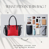 Women’s Premium Tote Handbag with Detachable Crossbody Strap – Red & Black