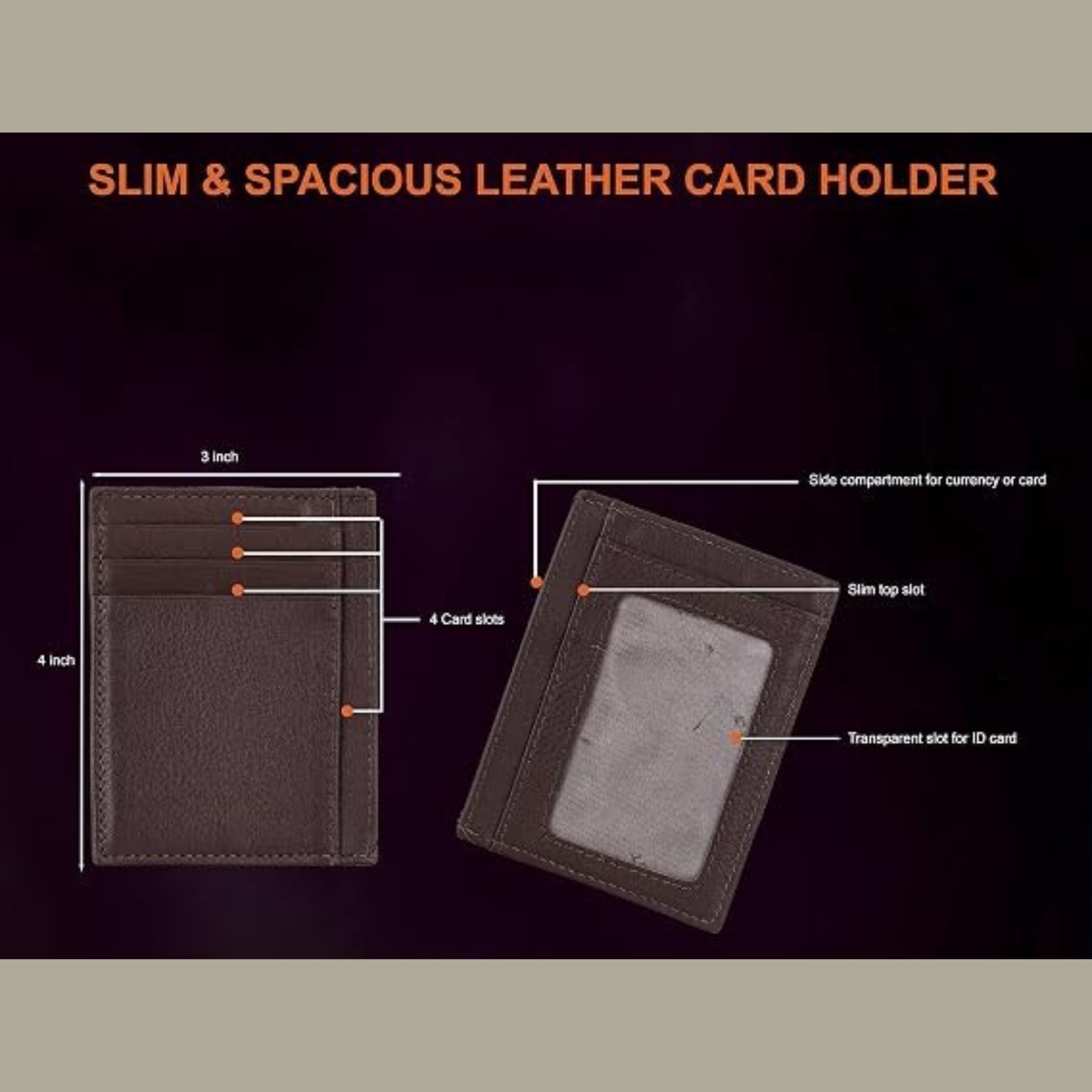 LONDON ALLEY  Brown Leather Card Case for Men