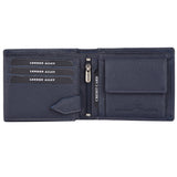 London Alley Berlin Navy Blue Leather Wallet For Men, 6 Card Slot | RFID Blocking