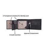 LONDON ALLEY Astor Vintage Black/Tan Men's Leather Wallet | RFID Protected | 6 Card Slots | Gift Box included.