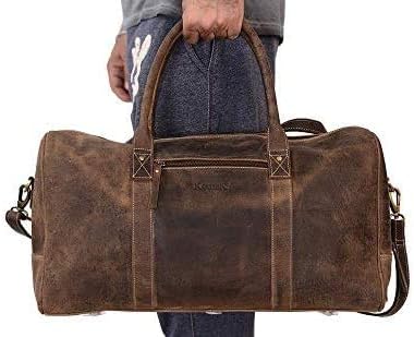 London Alley Leather Duffel bag | Travel leather Bag | With Spacious Compartments.