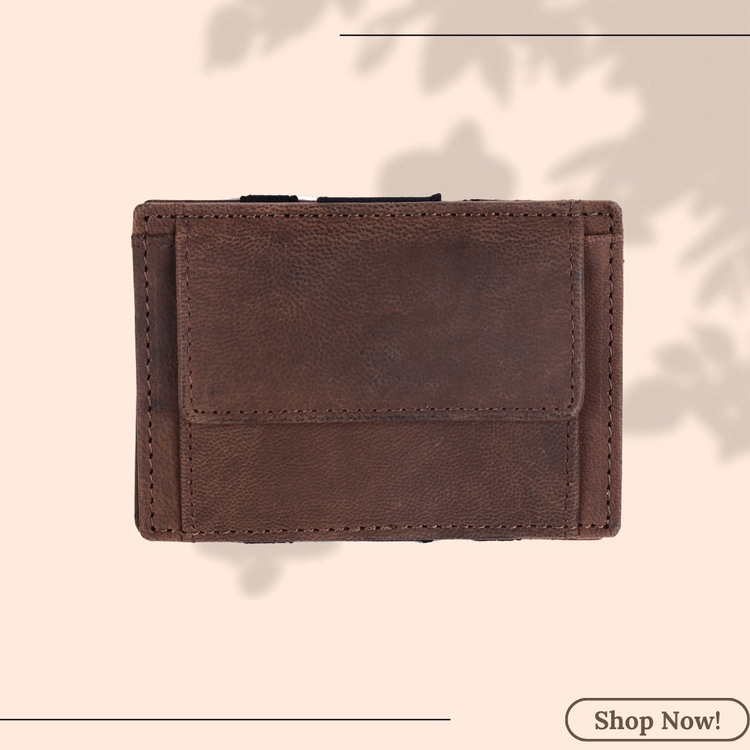 LONDON ALLEY Vintage Brown Leather Magic Wallet for Men with Card Slots and Coin Pocket (Copy) (Copy)