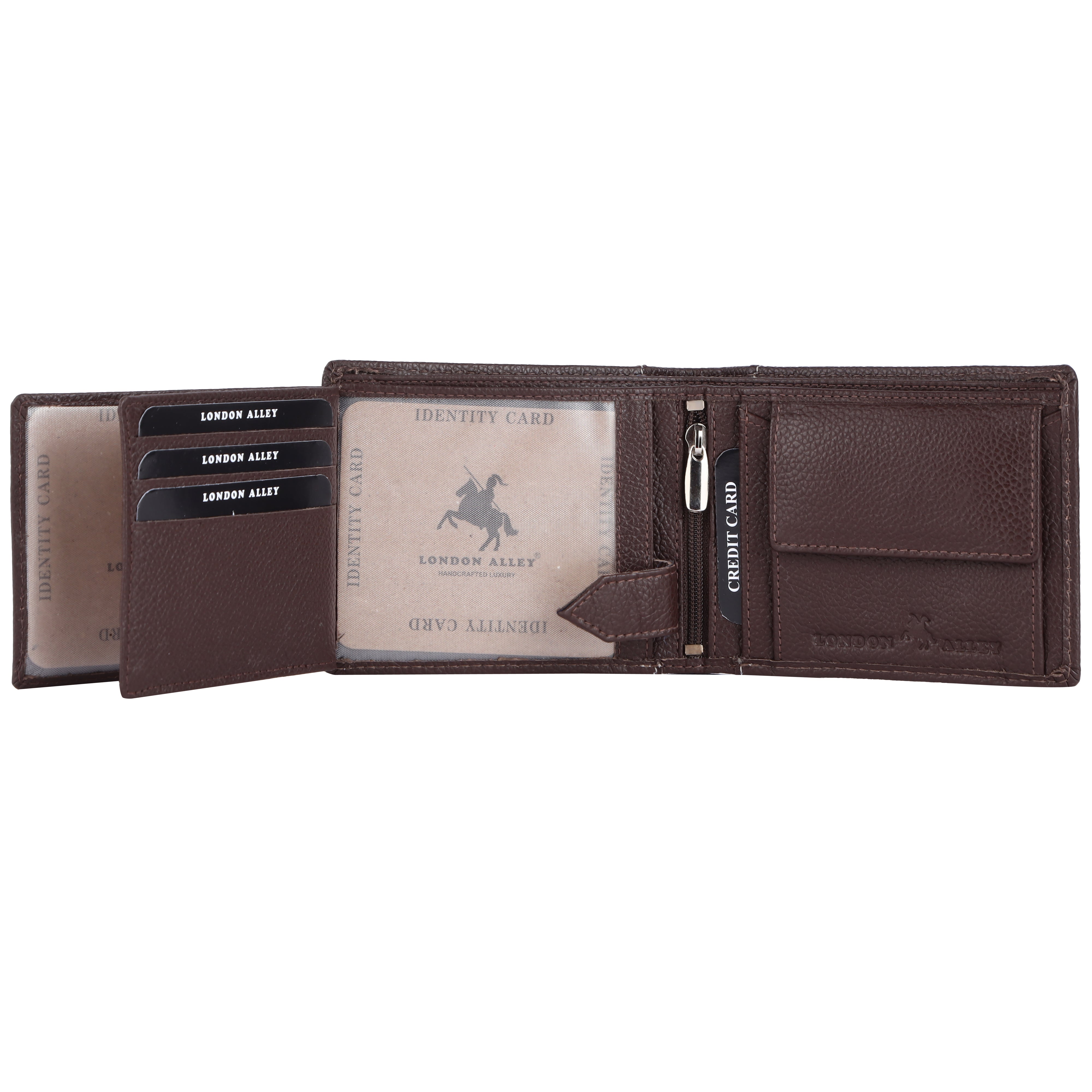 LONDON ALLEY Rakhi Gift Hamper for Brother - Classic Brown Men's Leather Wallet, Keyring and Rakhi Combo Gift Set for Brother/Mens.