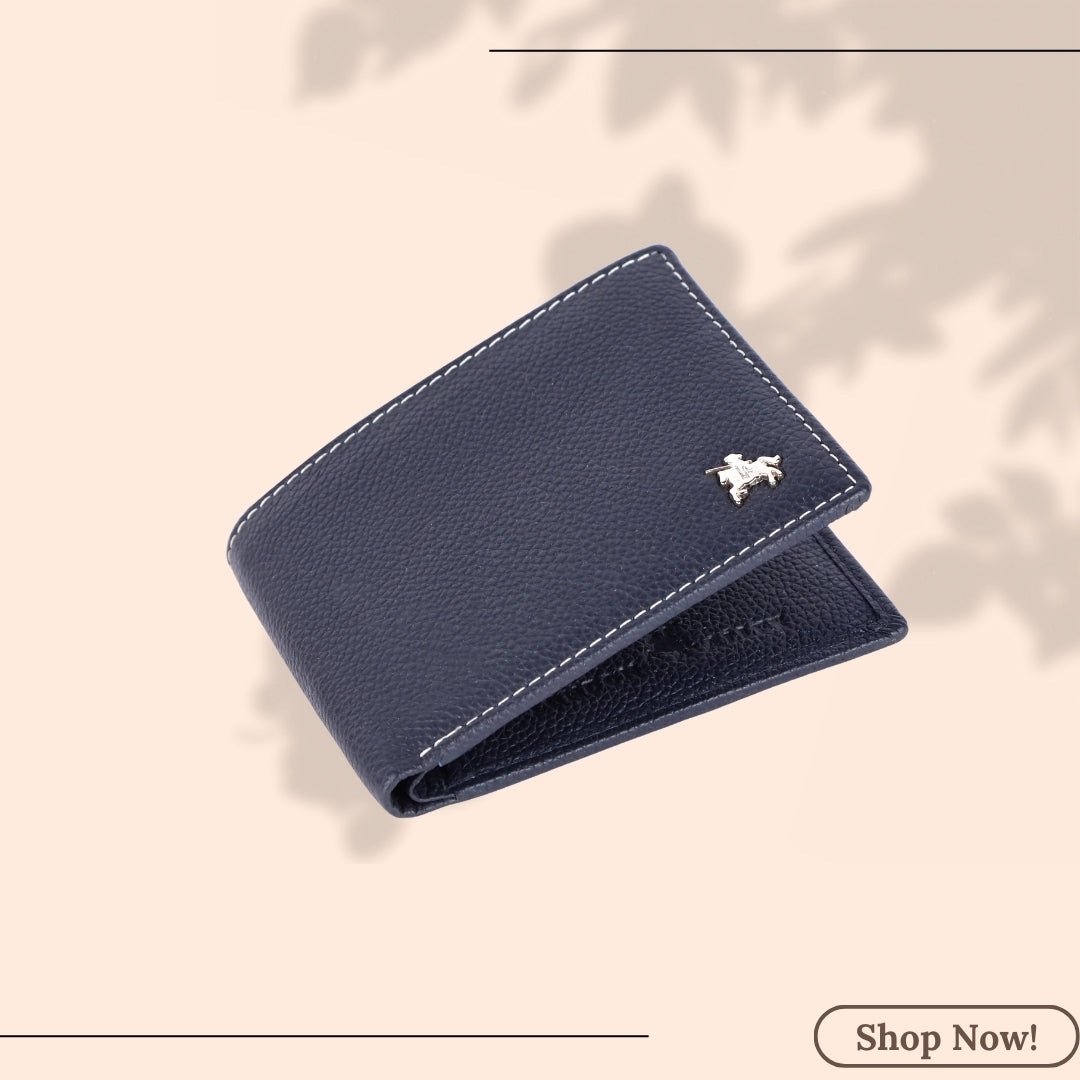 LONDON ALLEY Aston Blue Leather  Wallet | RFID Protected | Classic Leather Wallet