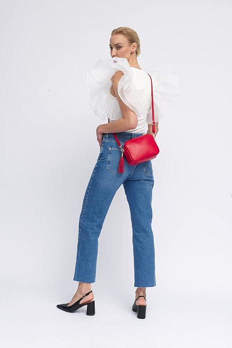 London Alley trendy red colour crossbody bag | With detachable strap