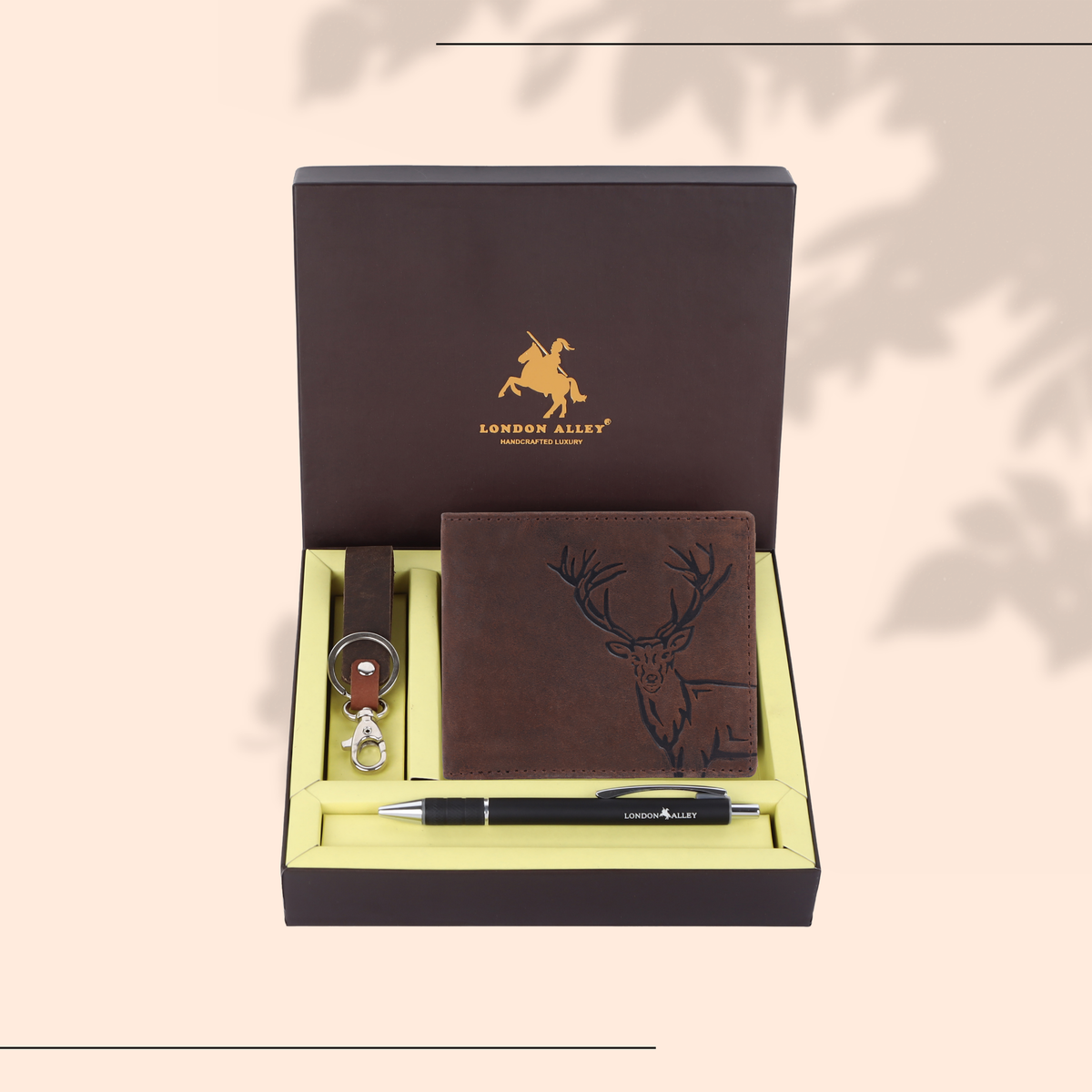 London Alley Jason Leather Wallet Gift Set – Wallet, Keychain & Pen