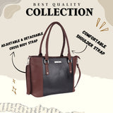 Women’s Premium Tote Handbag with Detachable Crossbody Strap – Brown & Black