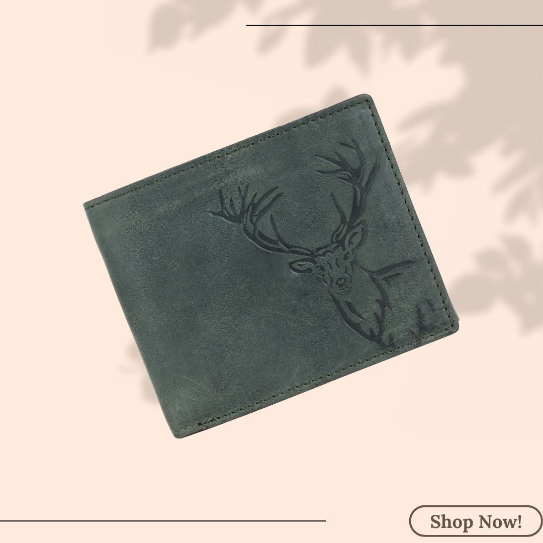 LONDON ALLEY Elk Minimalistic Vintage Brown Men's Leather Wallet | RFID Protected | Card Slots | Coin Pocket.