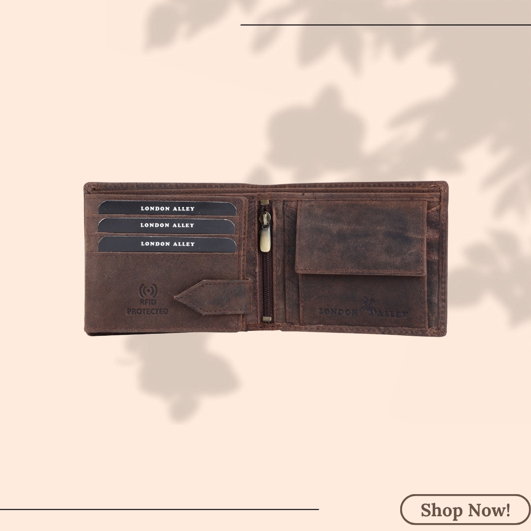 LONDON ALLEY Drake Vintage Brown RFID Blocking Men's Leather Wallet