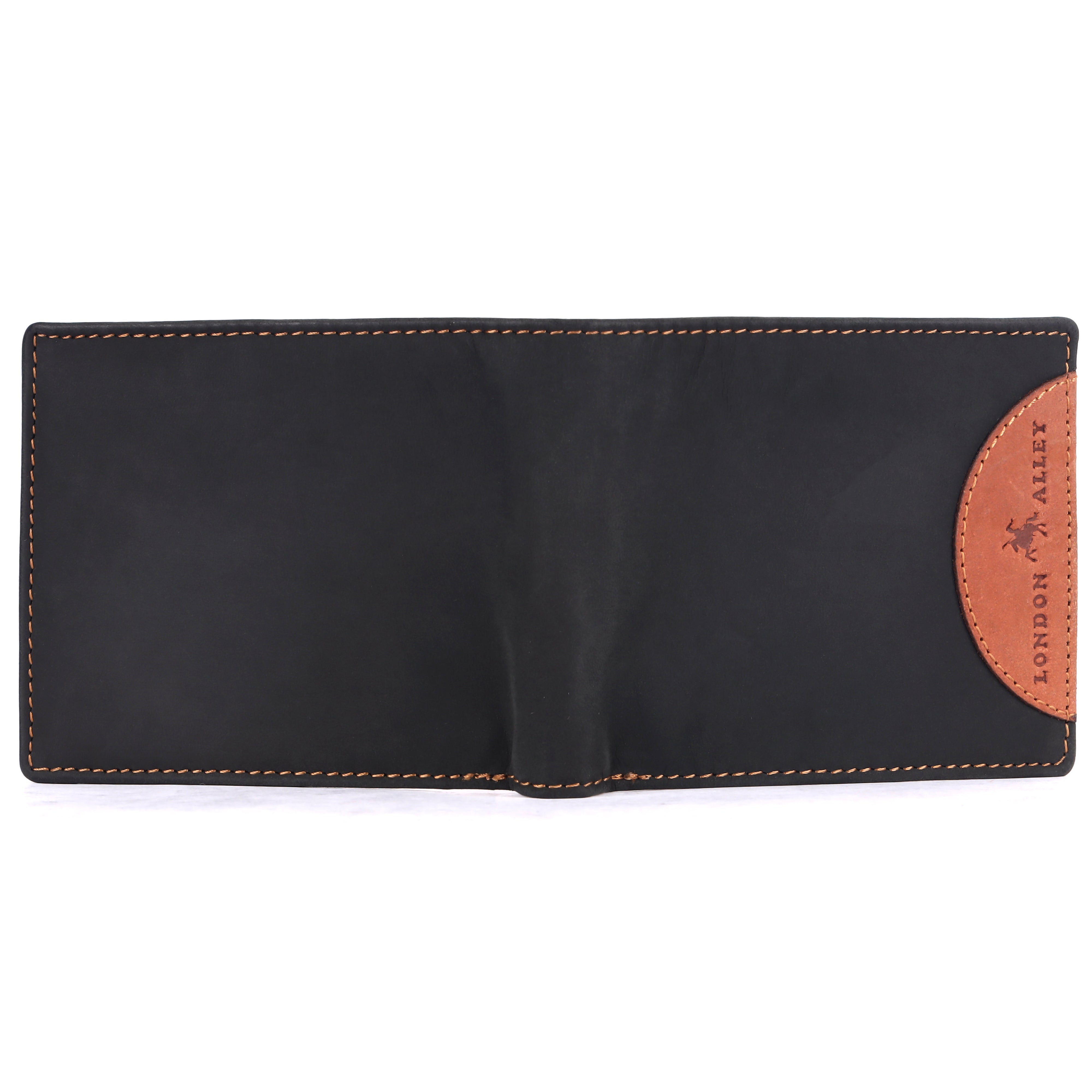 LONDON ALLEY Astor Vintage Black/Tan Men's Leather Wallet | RFID Protected | 6 Card Slots | Gift Box included.