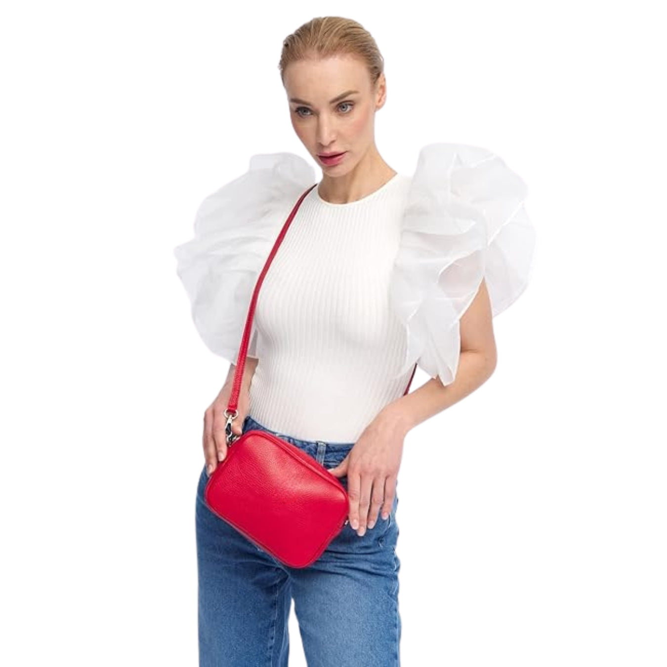 London Alley trendy red colour crossbody bag | With detachable strap