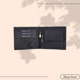 LONDON ALLEY Astor Vintage Black/Tan Men's Leather Wallet | RFID Protected | 6 Card Slots | Gift Box included.