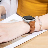 LONDON ALLEY Orange Leather Watch Strap for Women/Girls Compatible with Apple Watch Series 9 | 8 | 7 | 6 | 5 | 4 | 3 | 2 | 1 | SE, Top Grain Slim Leather Strap.