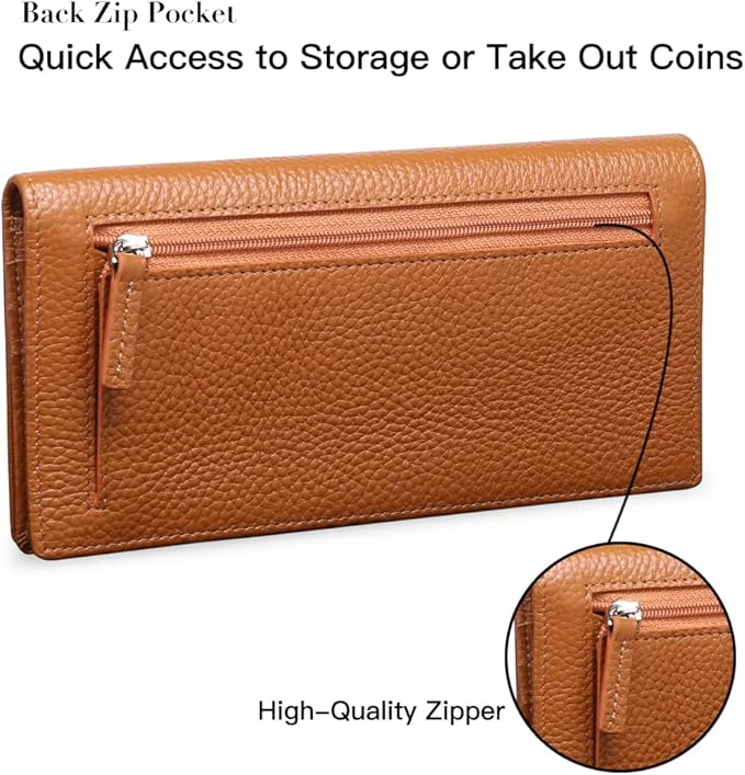 London Alley Tan Slim Leather wallet for Women | Multiple Card Slots | Spacious compartments.